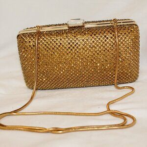 Sondra Roberts Gold Rhinestone Box Clutch